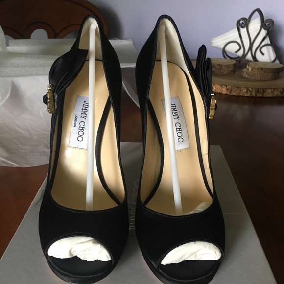 ‼️ FIRM‼️ Jimmy Choo Grant Satin Black Size 39 - Picture 2 of 8